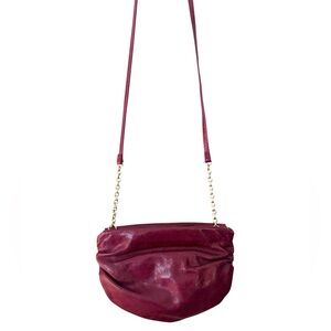 HOBO Belle Ruched Leather Crossbody Bag in Berry Red Like New